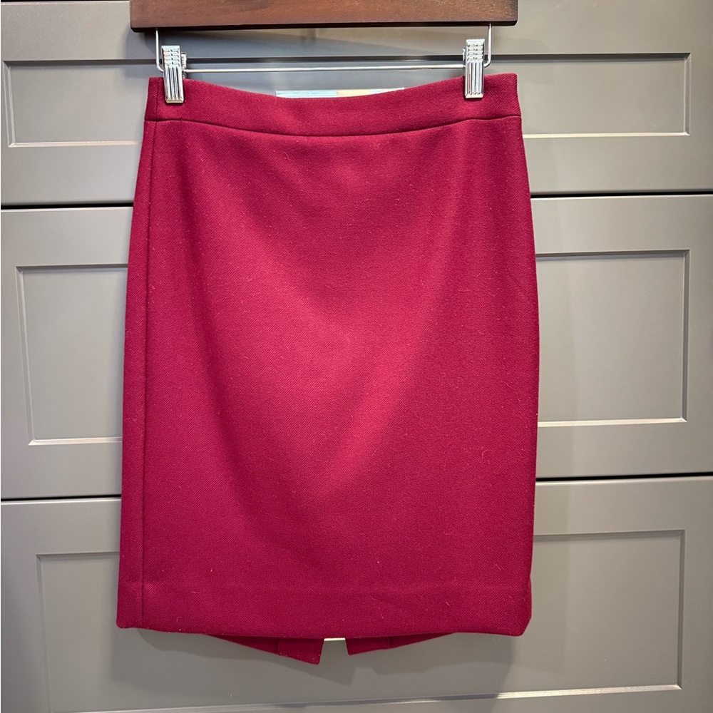 J. Crew Rich Burgundy Classic No. 2 Pencil Skirt, 100% wool, Winter Holiday